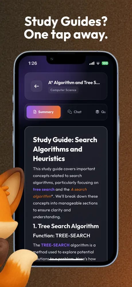 Study Guides available one tap away